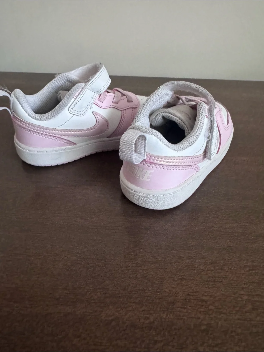 Nike Kids Pink and White Velcro Sneakers